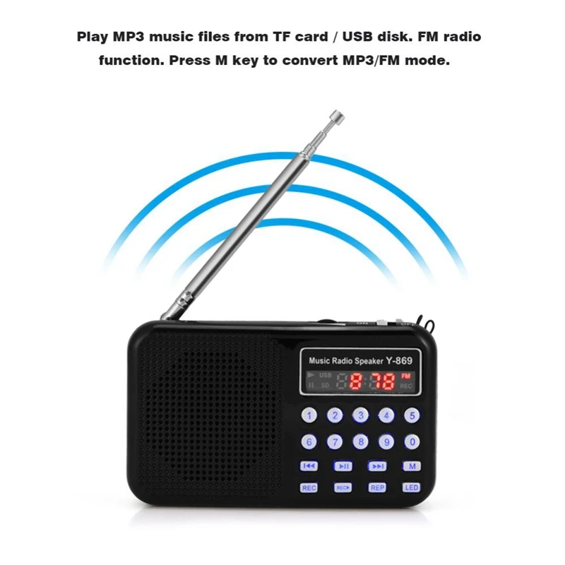Портативная мини стерео-система ЖК-дисплей Fm/Am радио Usb Tf карта музыкальный плеер аккумуляторная батарея со светодиодной подсветкой