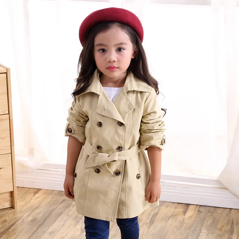 

Girls jacket children's clothing Spring girl trench coat Autumn Trench Double Breasted Windbreaker Teens Girls Outerwear