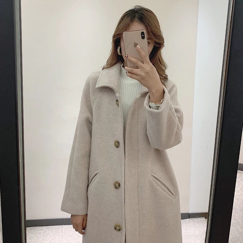 Женское длинное шерстяное пальто cappotto donna kaban свободное и куртка для осени зимы