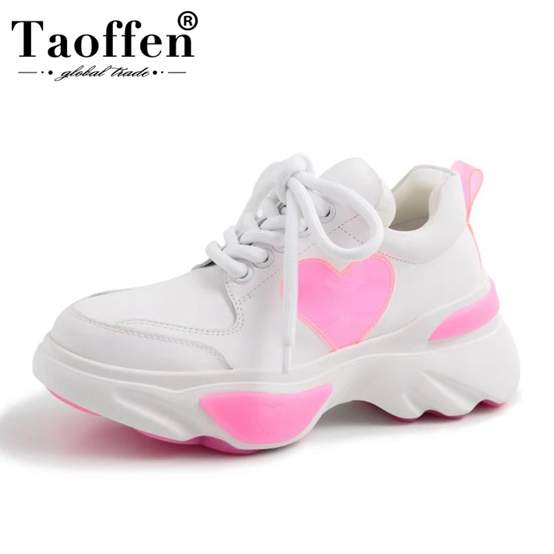 Taoffen Women Shoes Sneakers Genuine Leather Females Platform Shoes Harajuku Punk Shoes Sneakers Mocasines Mujer Size 35-42