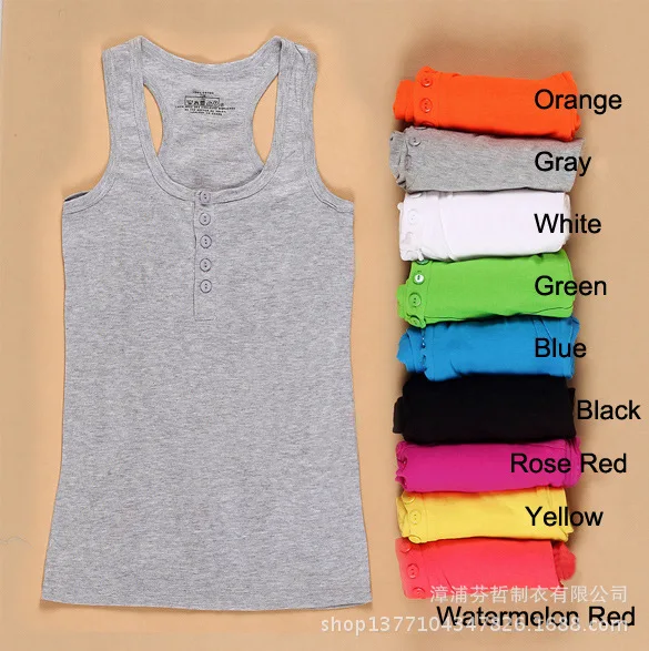 

Summer Women candy color tanks camisole fitness t shirt top cotton basic tank tops Slim blusas top cropped vintage F374
