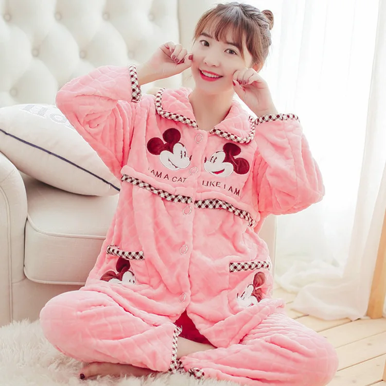 

2019 Sale Sleepwear Suit Qiu Dong Season Pregnant Cardigan Pajamas Postpartum With Thick Lactation Breastfeeding Clothing Suits
