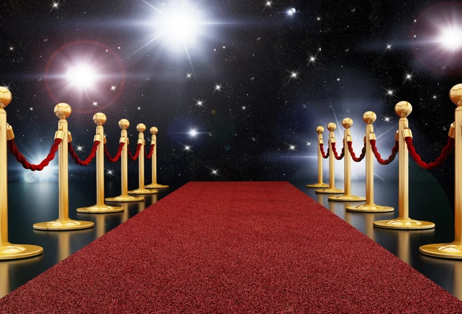 

Laeacco Stage Flash Lamp Red Carpet Show Scene Party Poster Portrait Photography Background Customized Backdrop For Photo Studio