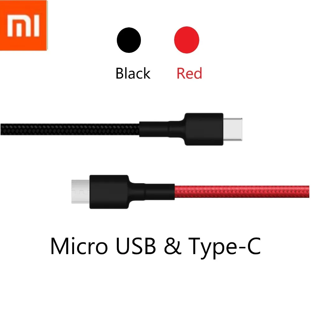 

Original Xiaomi Type-C Micro USB Charge Cable USB-C Charger Data Cables For Mobile Phone Braiding Cable Data Transmission