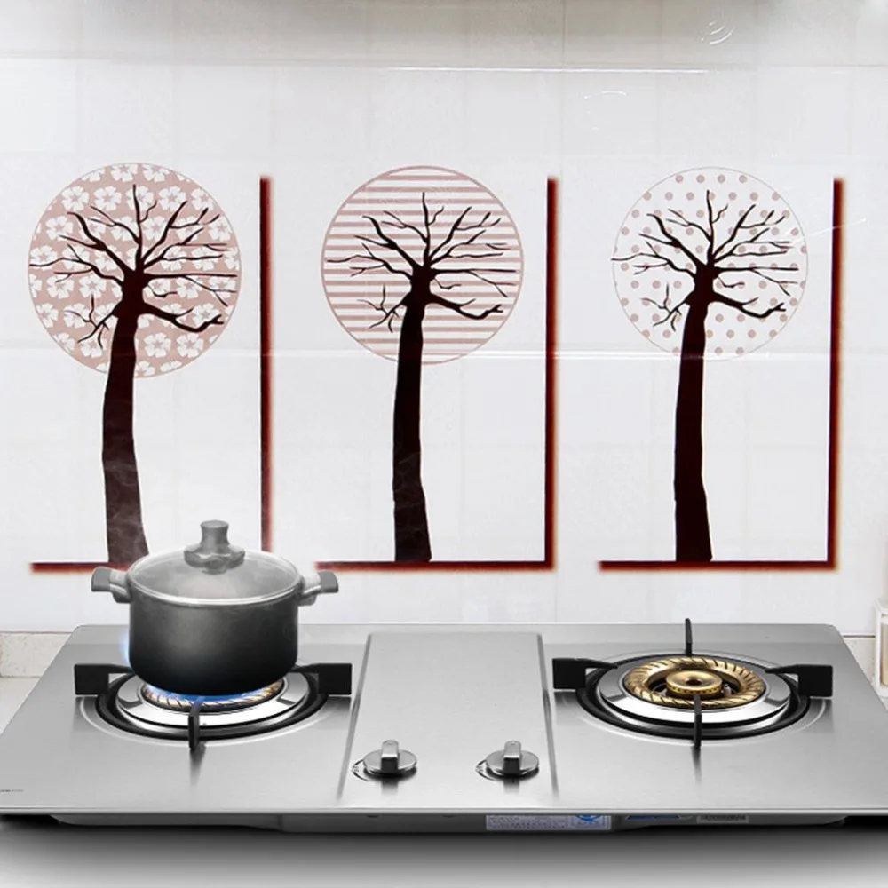 Creative Kitchen Wall Stickers Self-adhesive High Temperature Oil Proof Waterproof Wallpaper Home Wall Decor Stickers