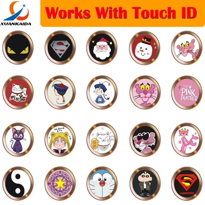 Cartoon cute Touch ID sensor Home Button Sticker For