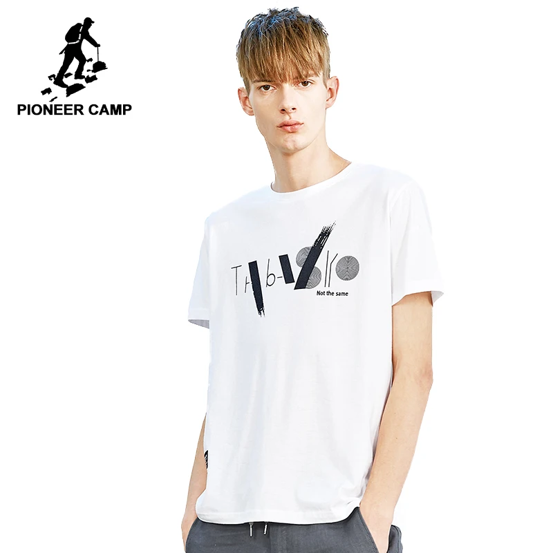 Мужская футболка с коротким рукавом Pioneer camp белая из чистого хлопка модным
