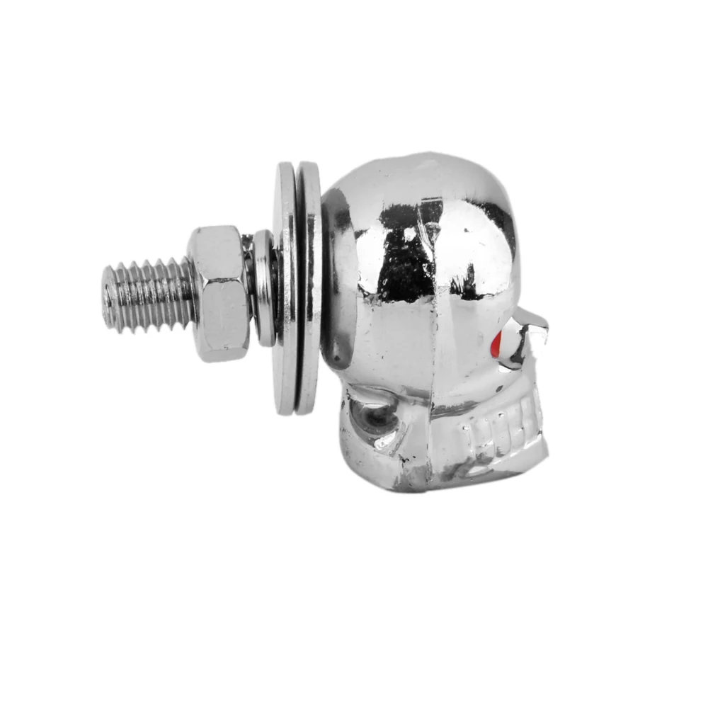 2 Pcs 6mm Universal Motorcycle License Plate Frame Chrome Bolt Screw Skull Fasteners Anti-thef Bolts Frame Skull Screws