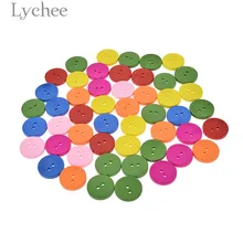 Lychee 50 шт. 25 мм высококачественные круглые пуговицы конфетного цвета 2 отверстия плоские пуговицы для шитья аксессуары
