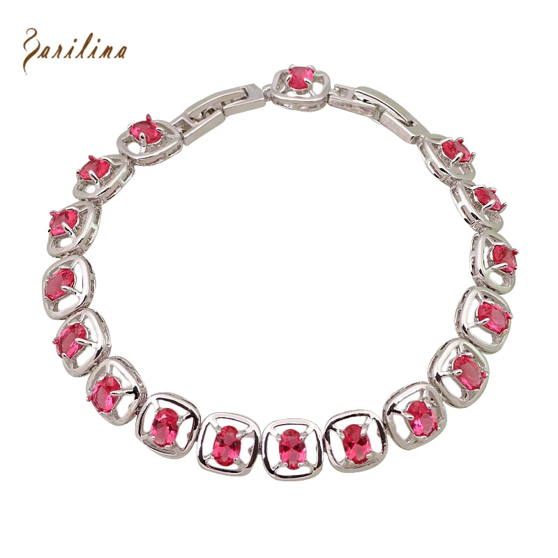 

Fashion Bracelets for women 2015 charm Bracelets & bangles Oval Ruby jewelry Red Topaz Silver Bracelet B384