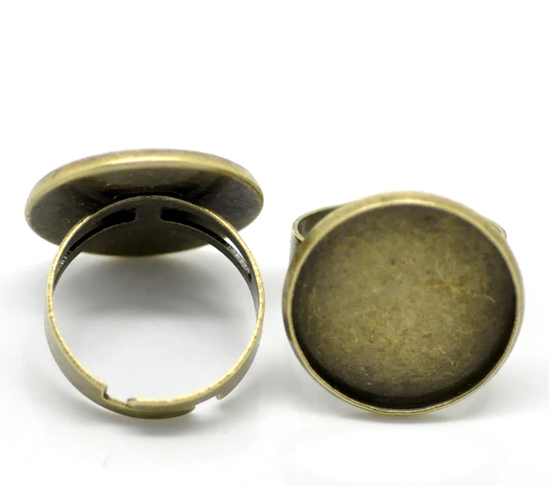 

DoreenBeads 1PCs Antique Bronze Adjustable Ring Blanks Round Cabochon Setting 18.3mm US 8(Fit 20mm Dia.)
