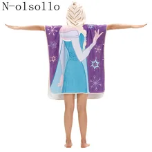 N-olsollo ледяная Снежная принцесса пляжные Полотенца милые дети с капюшоном полотенце для девочки впитывающий влагу влаговпитывающие полотенце-накидка для детей