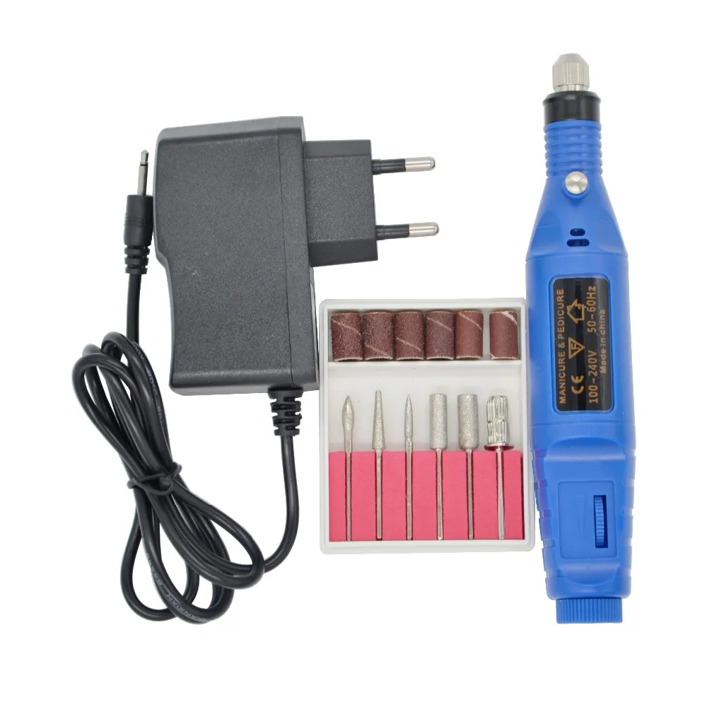 

Blue pen shape electric Nail File Manicure Machine for carving, sanding, polishing, shaping and so on