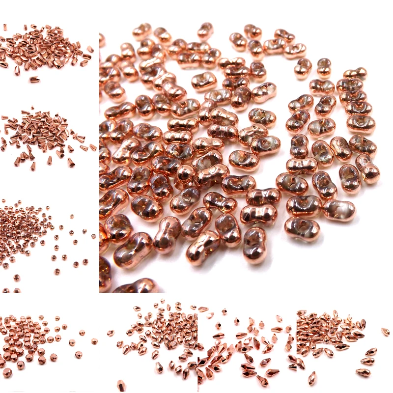 

U PICK Teardrop/Flat oval /Peanut /Bone /pagoda crystals beads loose ball beads Rose gold For DIY Jewelry Making