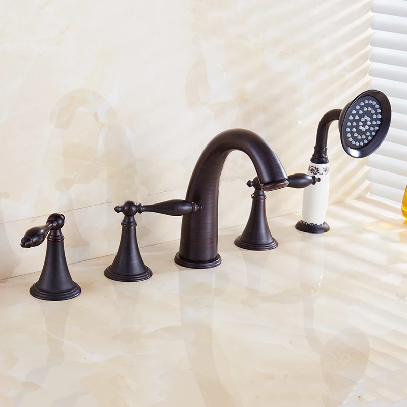 Brand Quality Bathtub Faucets Bathroom Tab Triple Handle Pure Copper