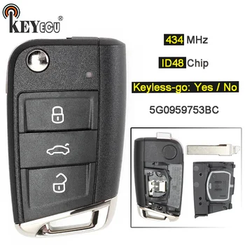 Keyforkess 434MHz ID48 Chip muslimah OEM Parts Keyless-go Remote Key Fob per Volkswagen MQB Golf VII MK7, per Skoda Octavia A7