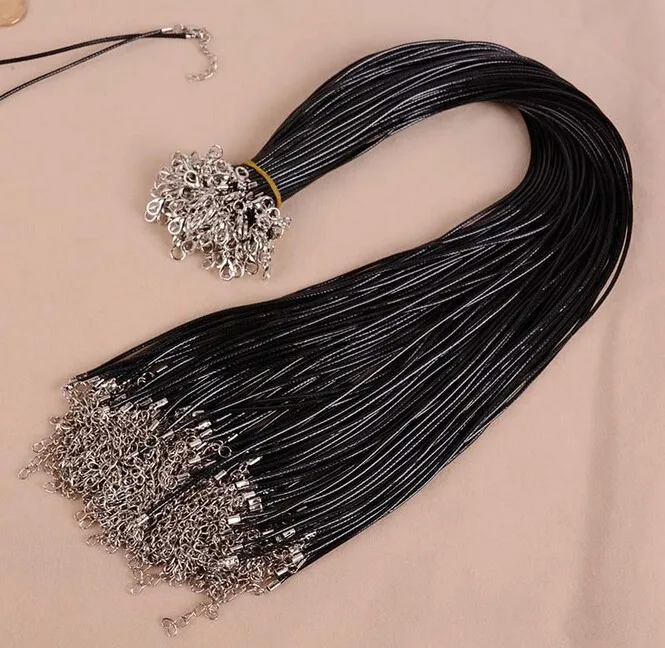 Black leather Pendant Jewelry Trinket Cord Wire String Rope Necklace