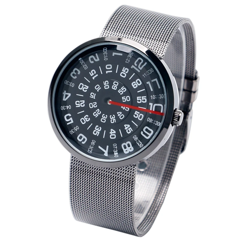 

Paidu Mesh Stainless Steel Strap Men Watch Quartz Movement Sport Turntable Unique Special Design Wrist Watch
