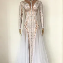 Сексуальное платье с блестящими камнями для женщин; летний костюм для вечеринки; одежда для сцены; Одежда для танцев; стразы для певицы; женские длинные платья