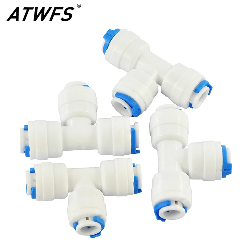 ATWFS 2pcs Water Filter 1/4" Tee Fittings Connector RO Elbow pvc Tube