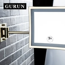 Gurun LED Makeup Mirror -LED 8 Inch Cosmetic Mirror 3X Magnifier Wall Mounted folding wall mirror compact blank M1802DJ