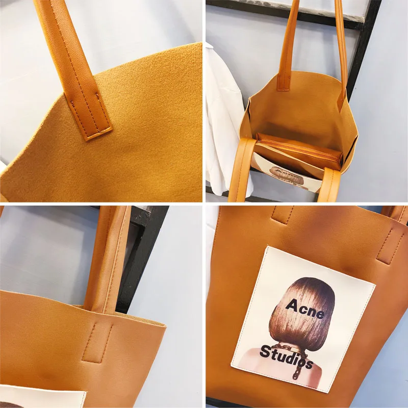  Women's Handbag Women Bags Pu Leather Big Shoulder Bag Female Designer Vintage Top-handle Bag Ladie
