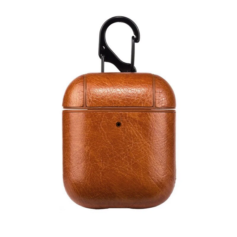 Light Brown Роскошная сумка для Apple AirPods, Bluetooth, беспроводные наушники, кожаный чехол, чехол для Air Pods, 1, 2, Funda, чехол, зарядка, коробка, чехлы - Цвет: Light Brown