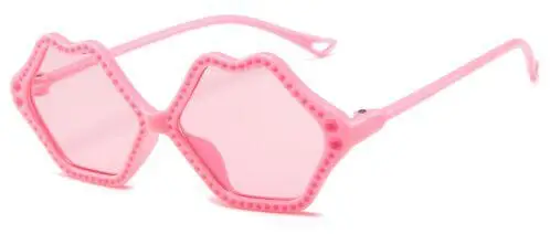 Детские солнцезащитные очки, детские солнцезащитные очки с красными губами, милые детские солнцезащитные очки для девочек, подарок на день рождения, детские солнцезащитные очки Gafas De Sol - Цвет линз: pink