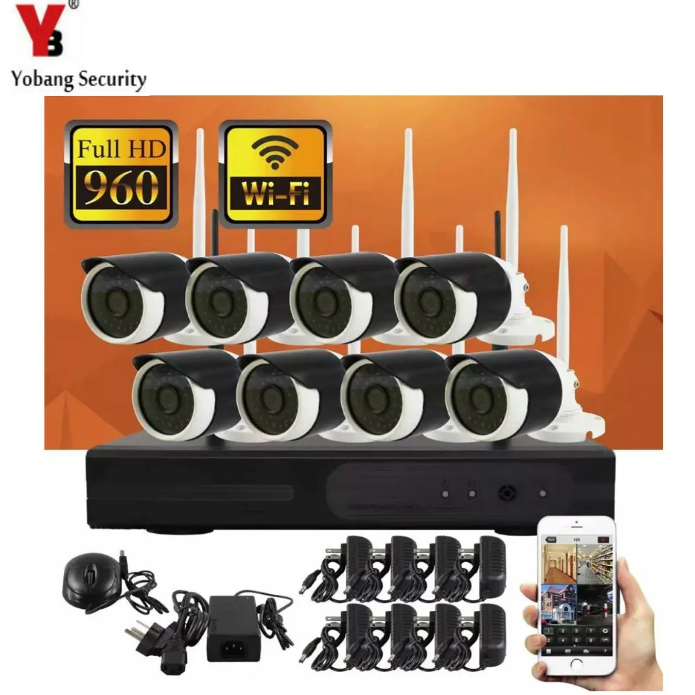

YobangSecurity 8CH 960P Wireless Network/IP Security Camera System WIFI NVR Kits With 8X 1.3MP Wireless Outdoor Bullet IP Camera