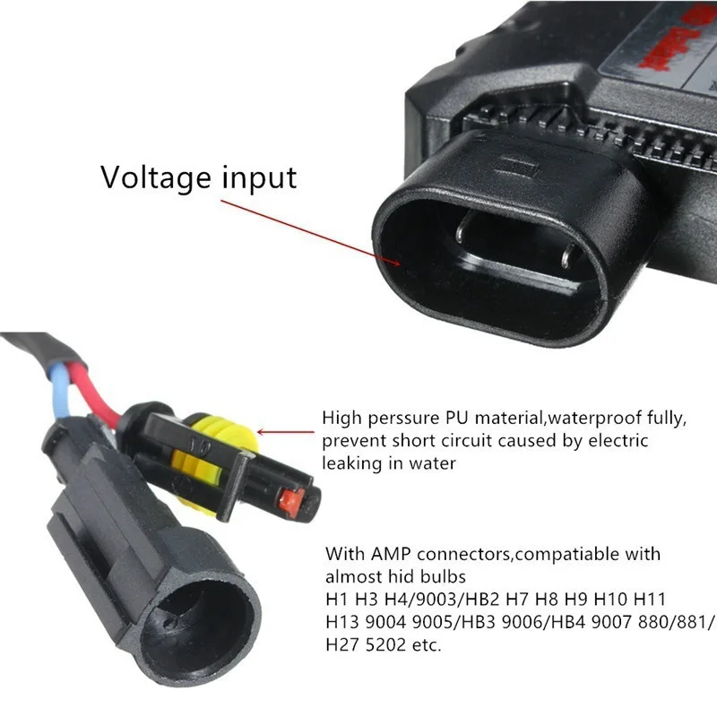 VicTsing 1 Pair 55W Universal Xenon HID Replacement Conversion Kit DC 12V Digital Slim Ballast Electronic Ballast 55W Waterproof (5)