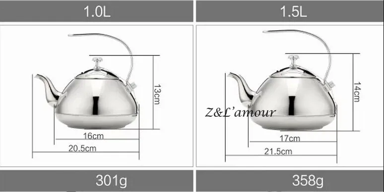 Новое поступление чайник из нержавеющей стали Модный маленький чайник чайный кофейник горшок для воды 1.5л
