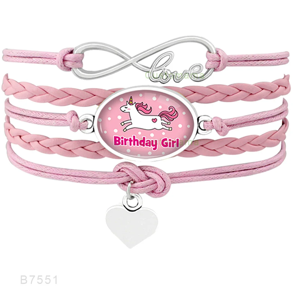 

New Fashion Rainbow Infinity Love Birthday Gift for Girls Unicorn Mom Heart Charm Leather Men's Bracelets for Women