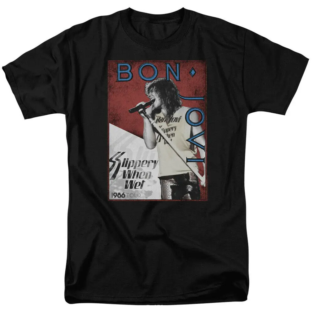 

Bon Jovi 86 Tour Licensed Adult T Shirt Printed T-Shirt Boys Top Tee Shirt Cotton top tee