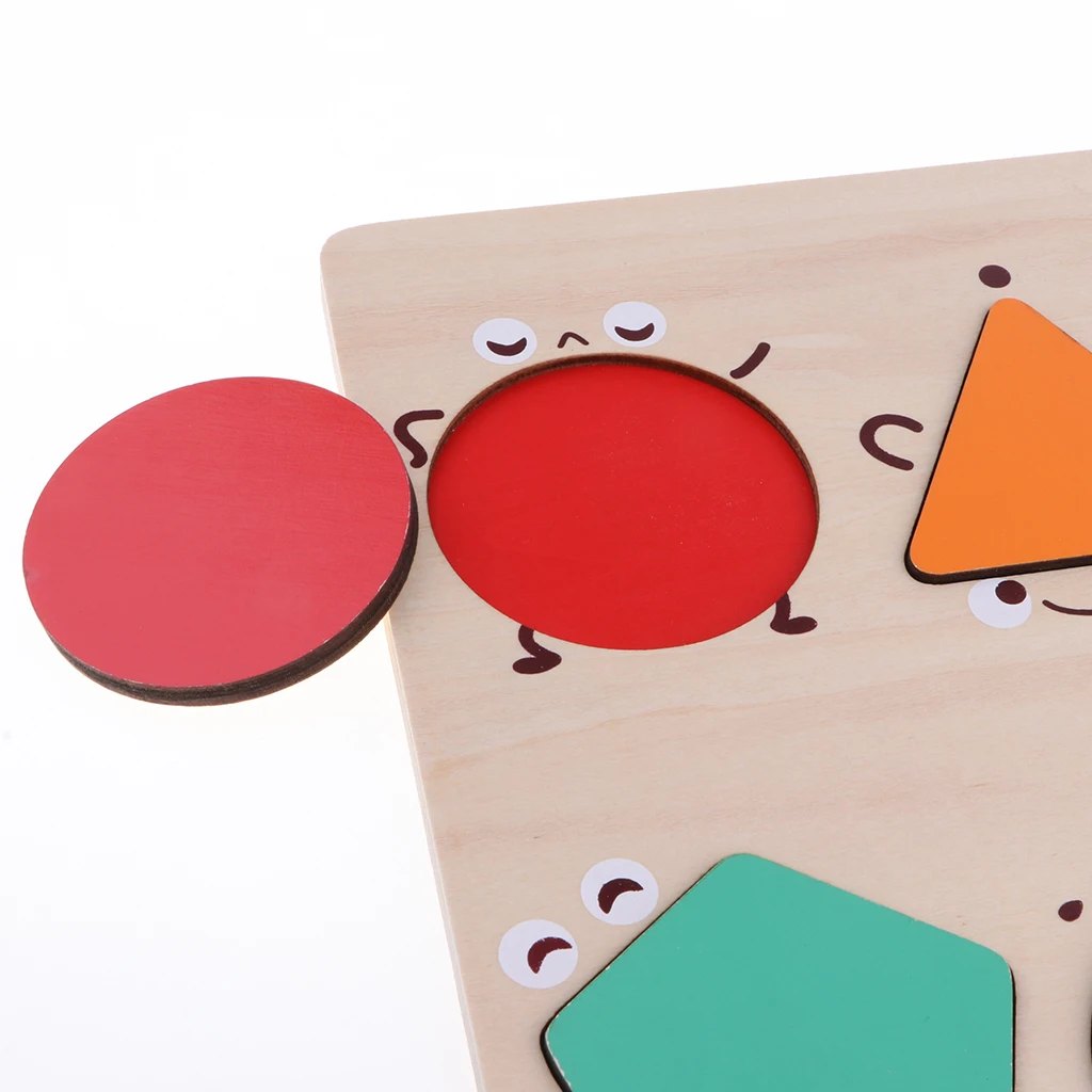 Wooden Geometric Block Board - Color & Shape Puzzle Baby Toddler Sorting & Stacking Game Early Developmental Toy