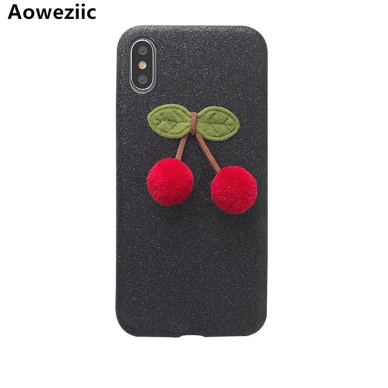 

Aoweziic Flash powder For iPhoneX XS mobile phone shell DIY stereoscopic cherry 7plus Protection Suite I8 personality female 6S