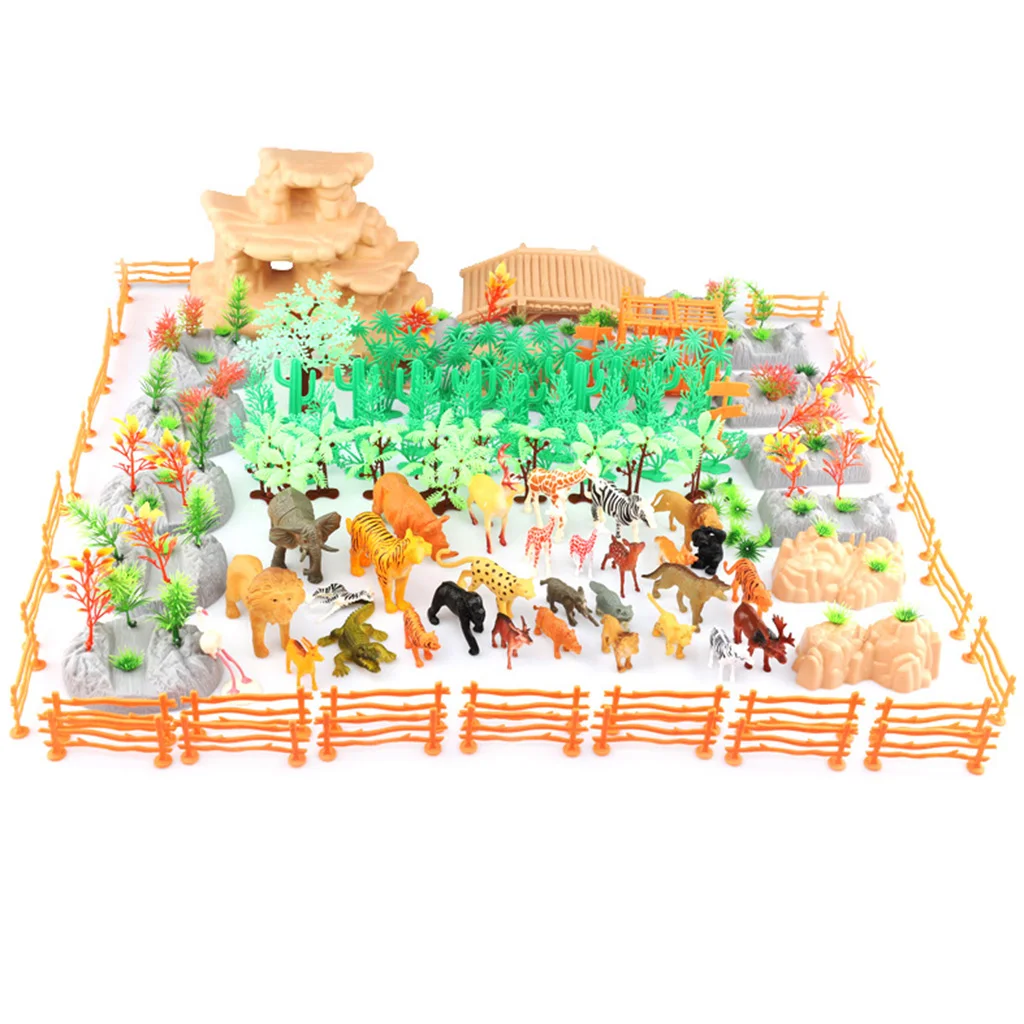 

200Pcs/set Plastic Miniatures Farm Animal Children Toy Model Simulation Wild Animals Scene Accessories