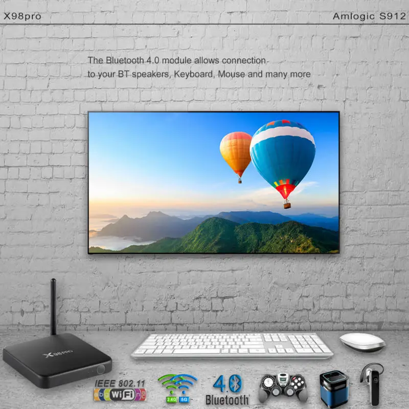 AMOBSAT X98 PRO Smart tv Box Android 7,1 3 ГБ 32 ГБ Amlogic S912 Восьмиядерный 2,4G/5 ГГц Wifi 4K медиаплеер X98pro телеприставка