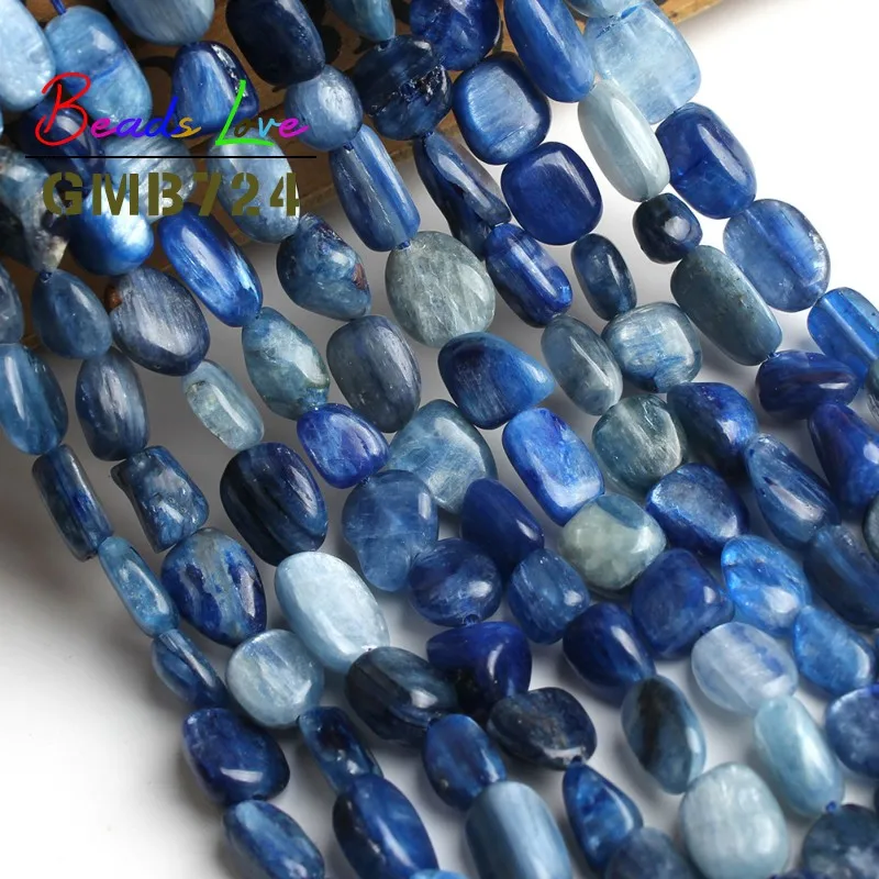 8-10 мм Нерегулярные натуральный Синий Кианит камень свободные разделительные бусины для самостоятельного изготовления ювелирных изделий браслет из бисера ожерелье ювелирные изделия 15 дюймов