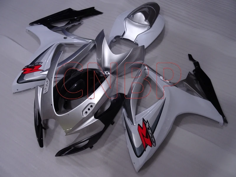 Fairings for Suzuki GSXR750 2006 2007 K6 Silver White Bodywork GSX R600