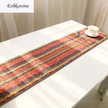 

Free Shipping Red National Style Table Runner Linen Cotton Corredor De Mesa Tafelloper Met Kwastje Caminos Tafel Loper Chemin