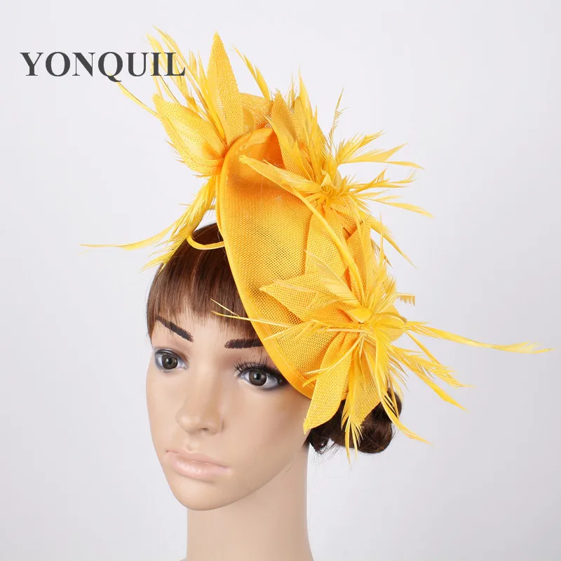 ladies yellow wedding hats