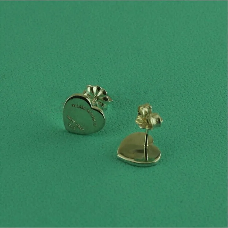

Pure Sterling Silver 925 Heart Tag Female Stud Earring Free Original Gift Box Top Quality Jewelry Women Gifts