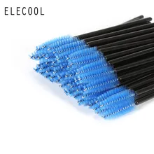ELECOOL, 50 шт., одноразовые, черные/синие, для наращивания ресниц, мягкая тушь для ресниц, щетка, палочки, аппликатор, макияж, косметический набор инструментов, Прямая поставка