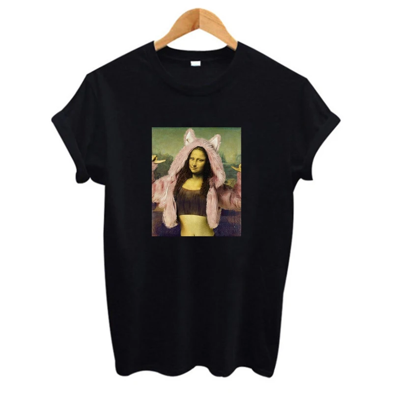 2019 موناليزا دا فينشي الوردي قميص مطبوع امرأة قميص كاجوال قطني الإناث قمم المحملة محب نعرفكم المتناثرة 2019 موناليزا دا فينشي الوردي قميص مطبوع امرأة قميص كاجوال قطني الإناث قمم المحملة محب نعرفكم المتناثرة