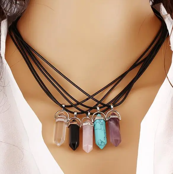 Hexagonal  pendant Chains Resin Turquoise Color Fine Jewelry Necklace For Women Fine Jewelry Fashion Necklace  N9