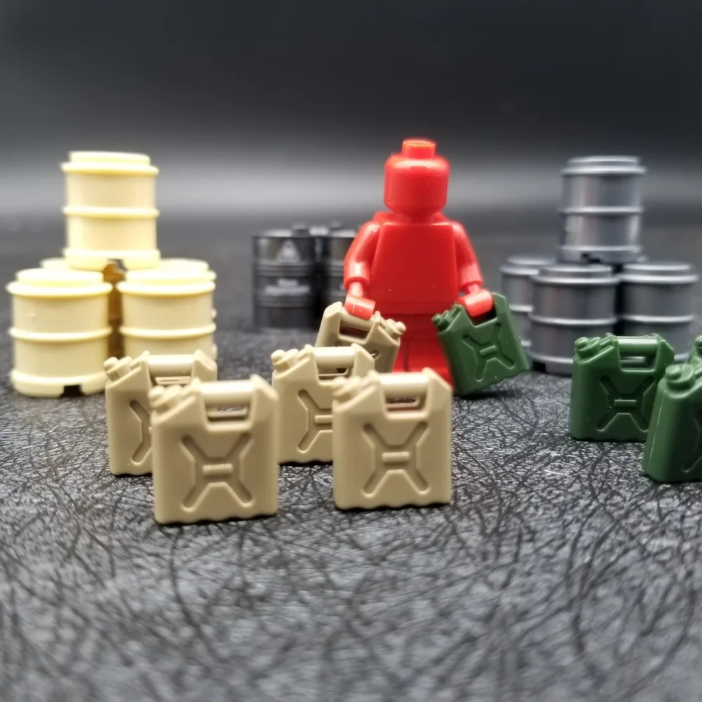 

10 Pcs/Lot MOC WW2 Military Oil Drums and Oil Pot Barrel Weapon Pack Building Blocks Accessories Brick Toys for Children B13