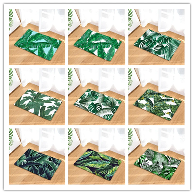 

Nordic style Green plant mat bedroom rug kitchen bathroom mat rectangular door mat
