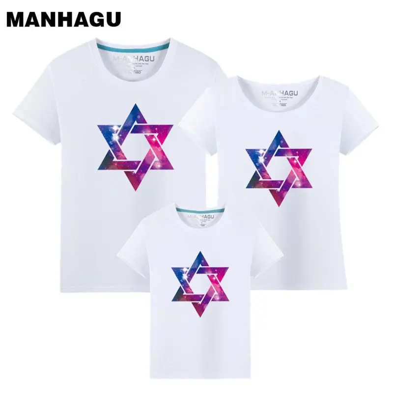 

Summer Family Matching Outfits Short-sleeved Five-pointed star matching family clothes T-shirt Family Look mother father baby