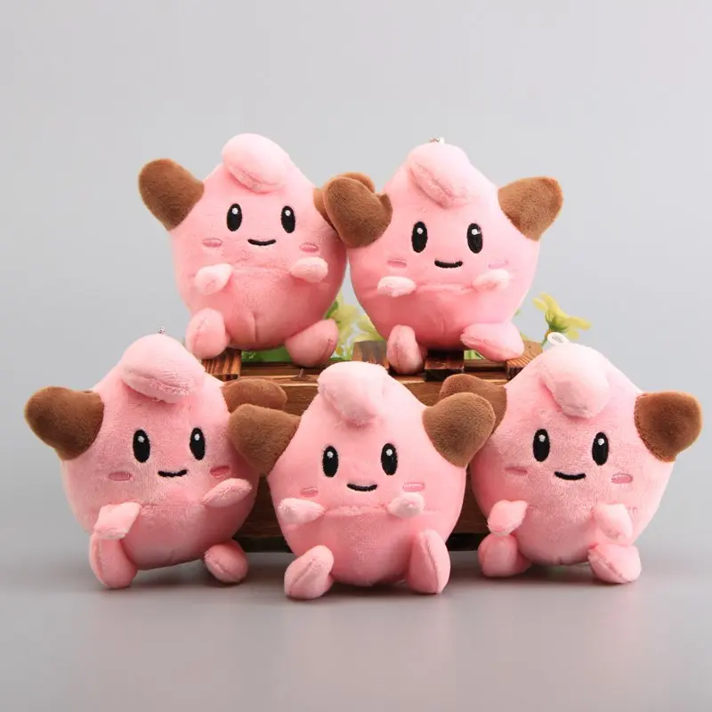 

Anime 5 Pcs/Lot Clefairy Figures Plush Pendant Cute Mini Pink Clefairy Keychain Stuffed Toy Dolls 4" 10 CM