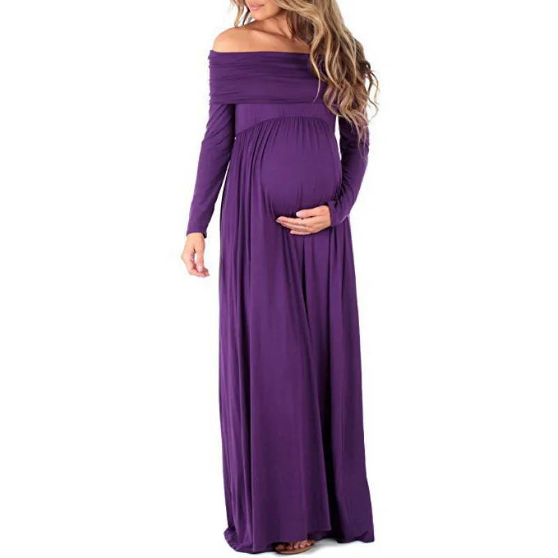 

BAHEMAMI Autumn Long Sleeve Pregnant Woman Dress Shoulderless Maternity Dresses For Photo Shoot Pregnancy Clothes Vestidos